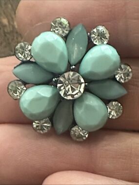 Pale Blue Floral Crystal Stud Earrings - Women Jewelry